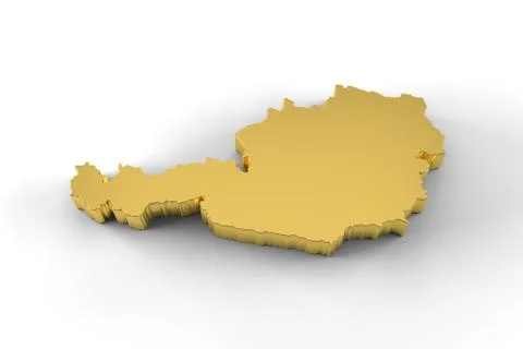 Austria map 3D gold with clipping path Stock-Illustration