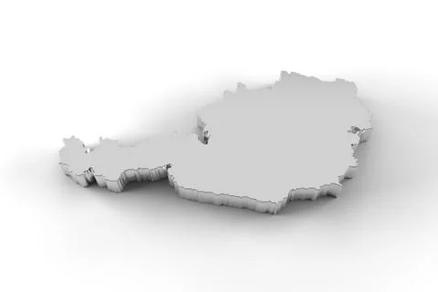 Austria map 3D silver with clipping path Illustrazione stock