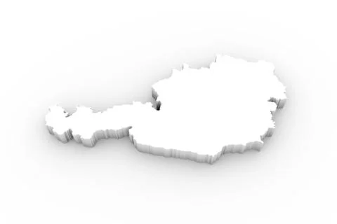 Austria map 3D white with clipping path Stock-Illustration