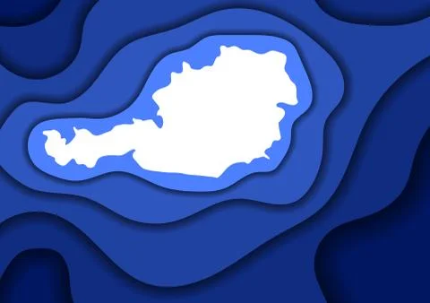 Austria map abstract schematic from blue layers paper cut 3D waves Illustrazione stock
