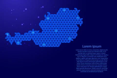 Austria map abstract schematic from blue triangles repeating pattern Stock Illustration