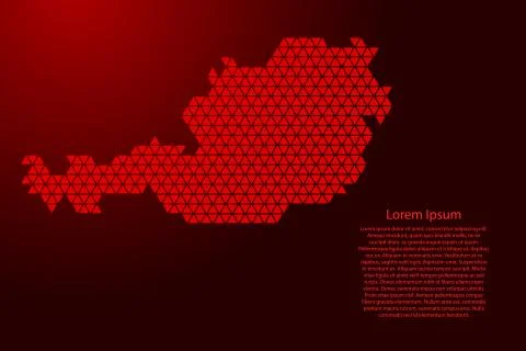 Austria map abstract schematic from red triangles repeating pattern Stock Illustration
