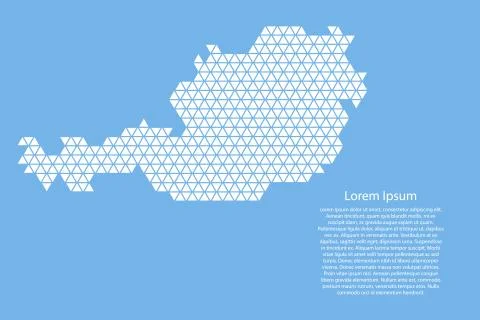Austria map abstract schematic from white  triangles repeating pattern Stock Illustration