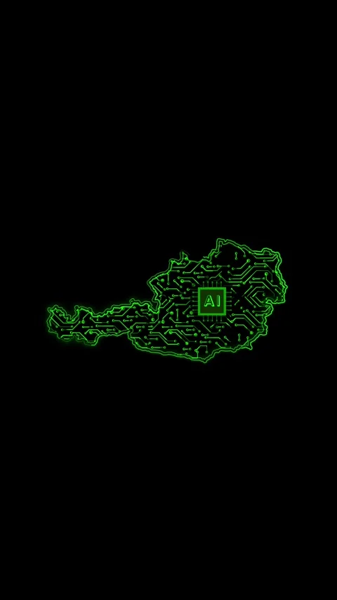 Austria Map AI Chipset Technology Opener Video stock 337171109