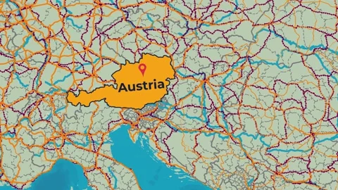 Austria Map Animation Locator Zoom 4K Motion Graphic Stock Footage 339784333