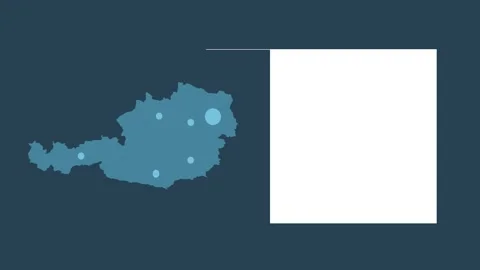 Austria map animation with map of Europe, cities and text placeholder. Stock Footage 142350732