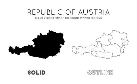 Austria map. Blank vector map of the Country with regions. Borders of Austr.. Illustrazione stock