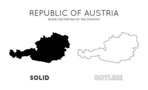 Austria map. Blank vector map of the Country. Borders of Austria for your i.. Illustrazione stock