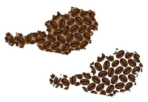 Austria -  map of coffee bean Stock Illustration