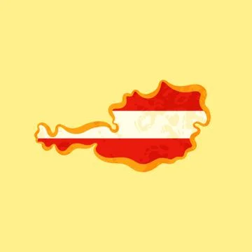 Austria - Map colored with Austrian flag Stock Illustration