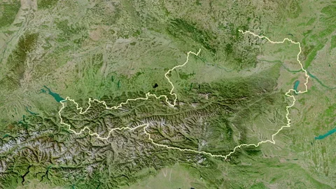 Austria map - drive. Regions. Satellite. Stock Footage 147436493