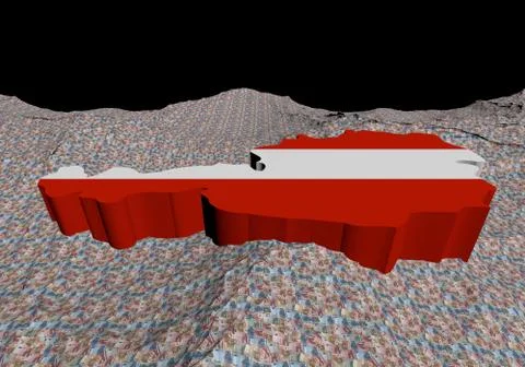 Austria map flag in abstract ocean of euros illustration Stock Illustration