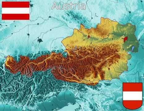 Austria map flag coat Stock Illustration