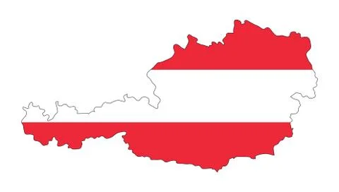 Austria map flag design isolated on white background Stock Illustration