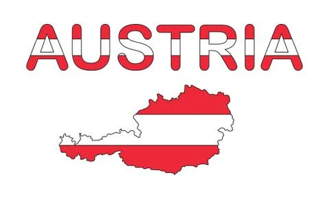 Austria map flag design isolated on white background Illustrazione stock
