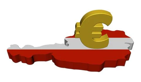 Austria map flag with euro symbol illustration Stock Illustration
