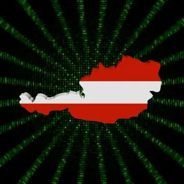 Austria map flag on green hex code burst illustration Illustrazione stock