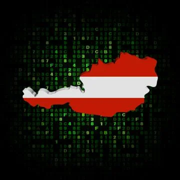 Austria map flag on hex code illustration Illustrazione stock