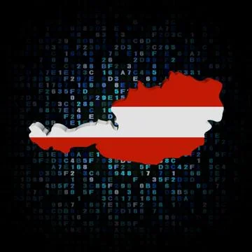 Austria map flag on hex code illustration Illustrazione stock
