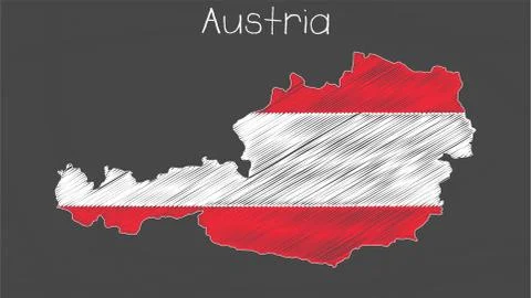 Austria map-flag illustration Stock Illustration