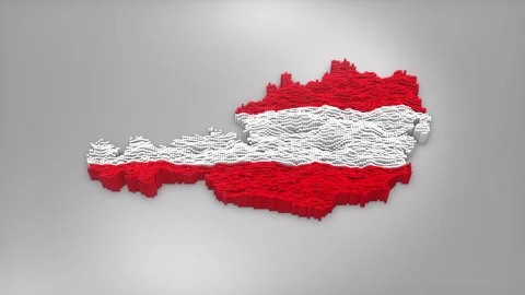 Austria Map with Flag Intro Background Stock Footage 315163404