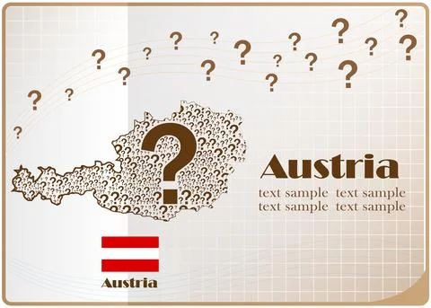 Austria map flag made from question mark. Stock-Illustration