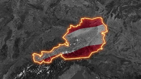 Austria Map Highlight with Fiery Glowing Border Stock-Footage 341235788