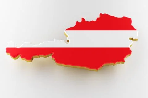 Austria map image with flag. 3d render Illustrazione stock