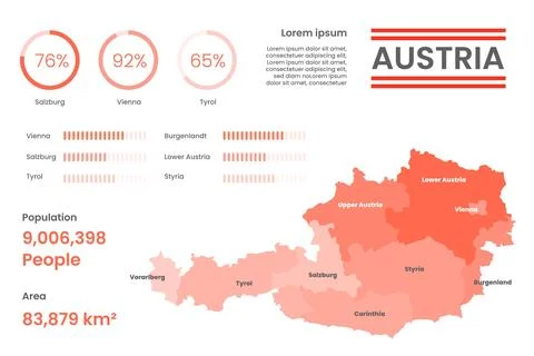 Austria map infographic in flat design イラスト素材