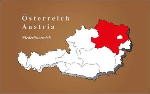 Austria map - Loweraustria highlighte Stock Illustration