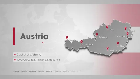 Austria Map With Most Important Cities Stock Footage 255568789