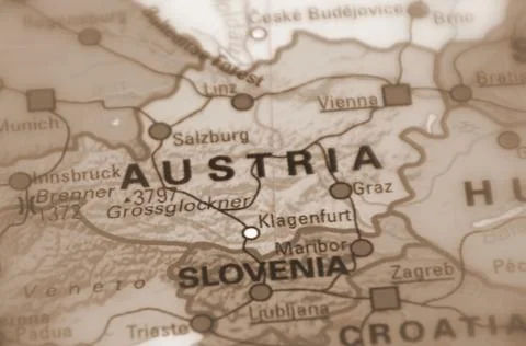 Austria on a map Stock Photos