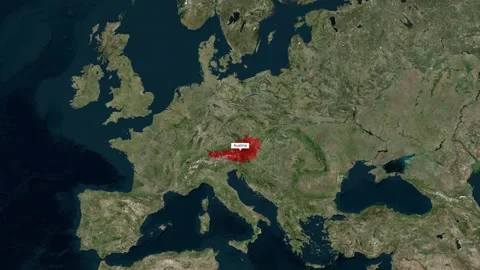 Austria Map Red Color Vídeo Stock 346258480