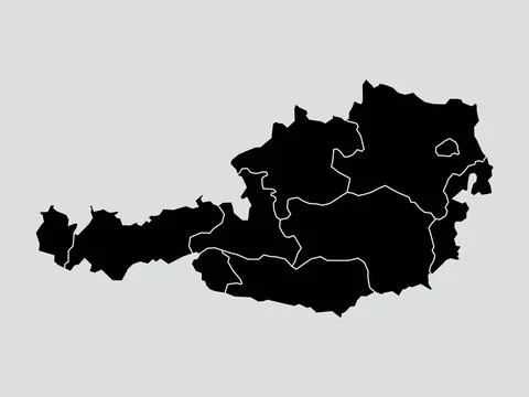 Austria map with regions isolated on white background. Stock Illustration
