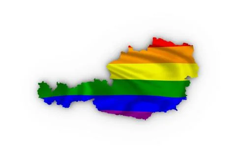 Austria map showing a rainbow flag Stock-Illustration