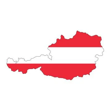 Austria map silhouette with flag isolated on white background Stock Illustration