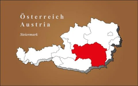 Austria map - Styria highlighted Stock Illustration