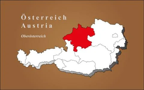 Austria map - Upperaustria highlighted Stock Illustration