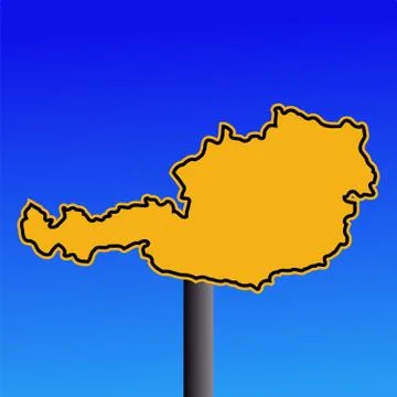 Austria map warning sign Stock Illustration
