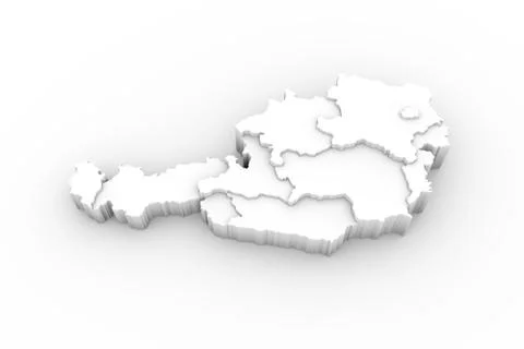 Austria map white 3D with states stepwise and clipping path Stock-Illustration