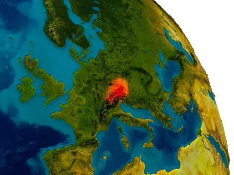 Austria on model of planet Earth Illustrazione stock