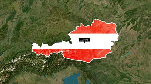 Austria new map with flag Stock Footage 294084518