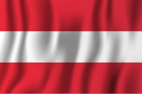 Austria realistic waving flag vector illustration. National country backgroun Stock Illustration