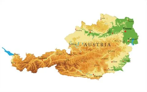 Austria relief map Stock Illustration