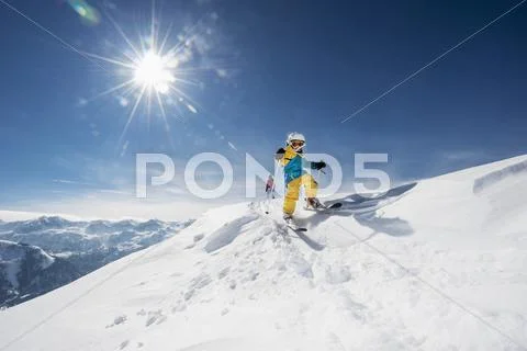 Austria, Salzburg Country, Altenmarkt-Zauchensee, Family Skiing In Mountains