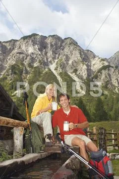 Austria, Salzburger Land, young couple drinking milk Stock Photos