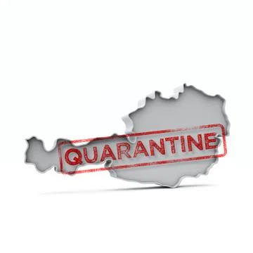 Austria simple 3D map with red quanantine stamp. 3D Rendering Stock Illustration