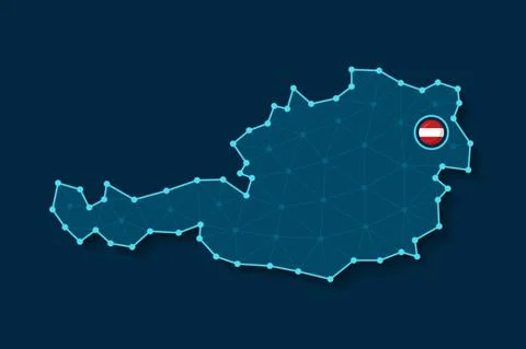 Austria simplified vector map in a digital blue design Stock Illustration