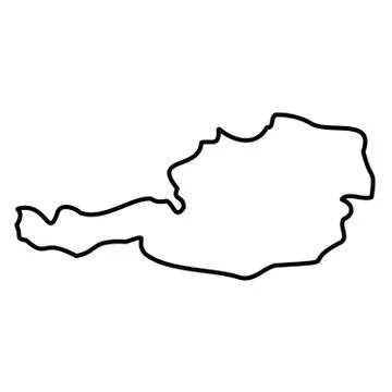 Austria - solid black outline border map of country area. Simple flat vector 스톡 일러스트