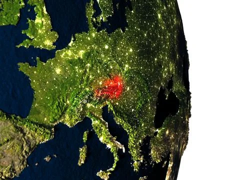 Austria from space during dusk Illustrazione stock